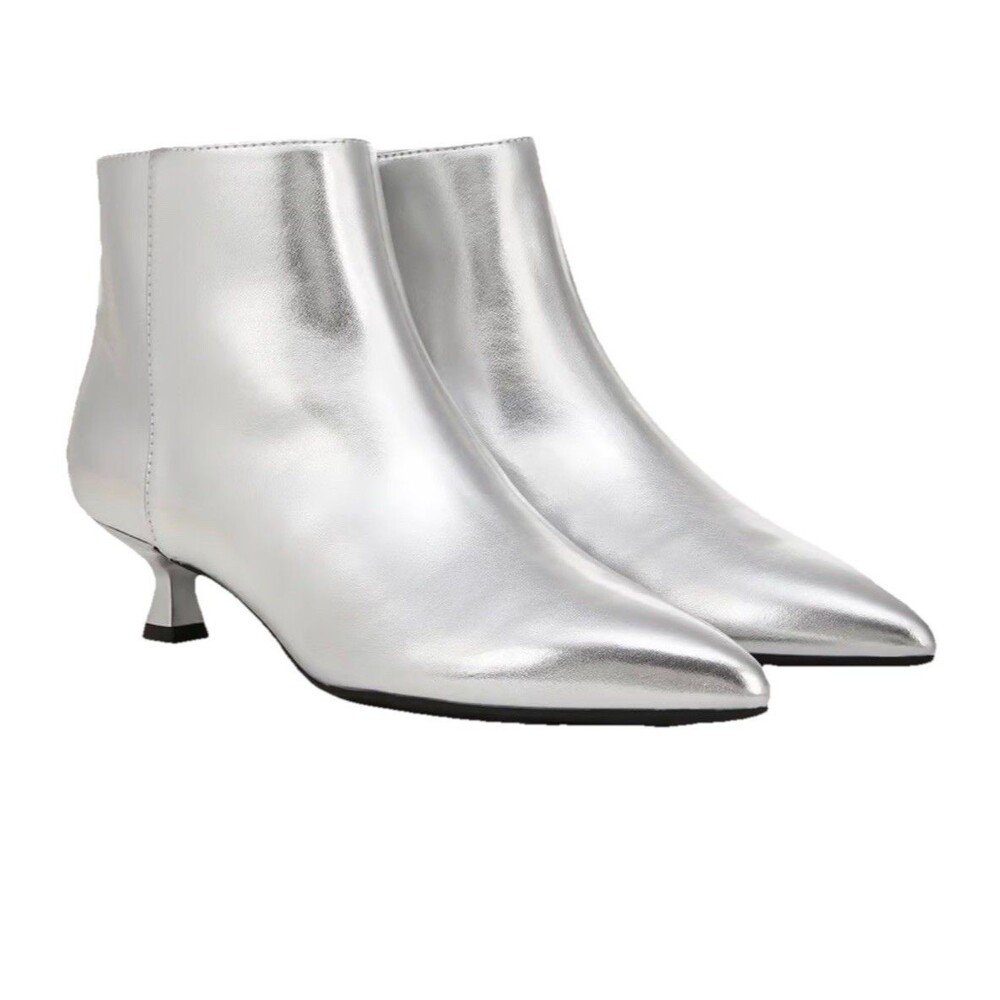 LifeStride Women’s Maya Ankle Booties Silver Size 7.5W NWOB